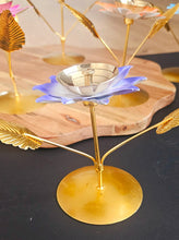 Load image into Gallery viewer, Brass Lotus Diya With Metal Holder