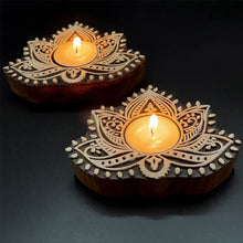 Load image into Gallery viewer, Lotus Hand-Carved Block Tea Light Holder