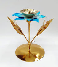 Load image into Gallery viewer, Brass Lotus Diya With Metal Holder