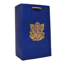 Load image into Gallery viewer, Blue paper return gift bag with golden Ganesha