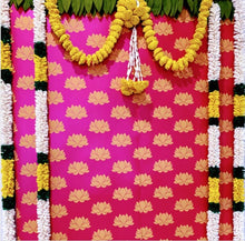 Load image into Gallery viewer, Hot Pink with Gold Lotus Printed - Paper Backdrop - 6ft W X 7 ft H.