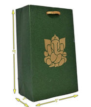 Load image into Gallery viewer, Green paper return gift bag with dimensions