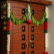 Load image into Gallery viewer, Red & Green Lilly Garlands 5ft long for Diwali Backdrop (Set of 2)