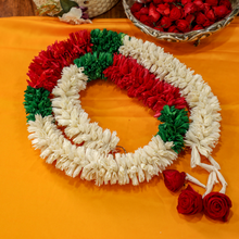 Load image into Gallery viewer, Red & Green Lilly Garlands 4ft long for Diwali Backdrop (Set of 2)
