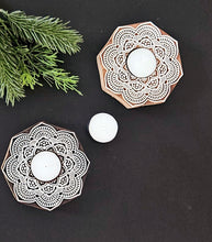Load image into Gallery viewer, Mandala Wooden Block Tealight
