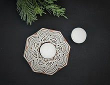Load image into Gallery viewer, Mandala Wooden Block Tealight
