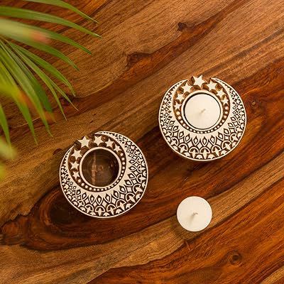 Chaand Tara Wooden Block Tea Light – Desi Favors Australia