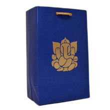 Load image into Gallery viewer, Blue paper return gift bag with golden Ganesha
