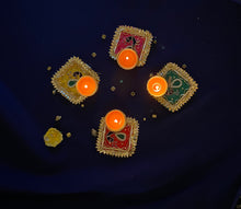 Load image into Gallery viewer, Peacock Gota Patti T-Light Candle Holder
