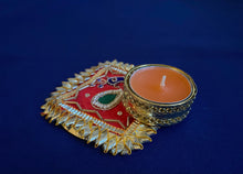 Load image into Gallery viewer, Peacock Gota Patti T-Light Candle Holder
