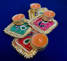 Load image into Gallery viewer, Peacock Gota Patti T-Light Candle Holder
