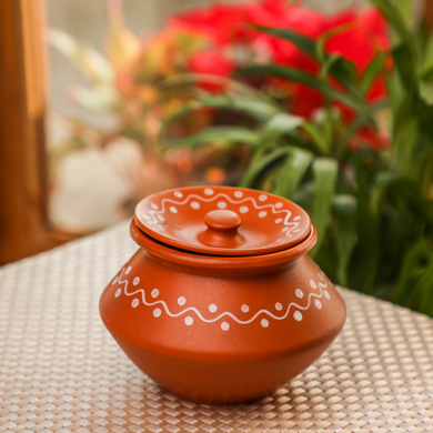 Traditional indian serving bowl with lid