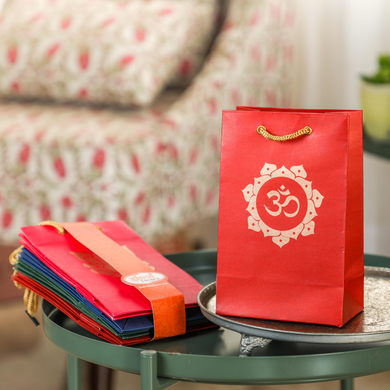 Pink return gift bag with Om